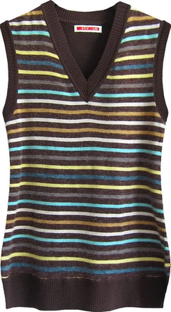 SWETERKOWA KAMIZELKA Z DEKOLTEM W SEREK BRĄZOWA (X8070X)