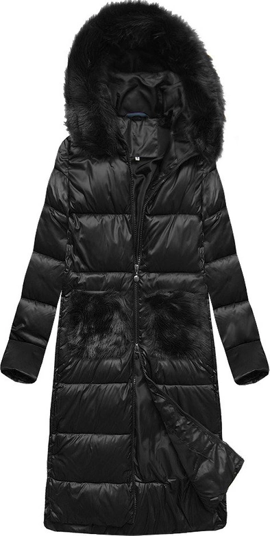 DŁUGA KURTKA Z KAPTUREM CZARNA (PM7231)