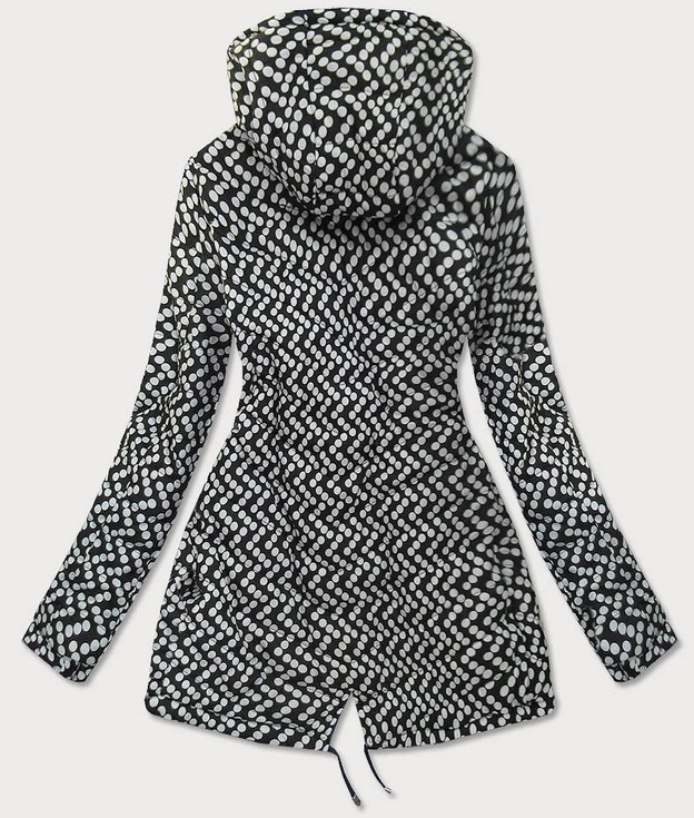 Dwustronna kurtka parka damska granatowa/kropki (w662)