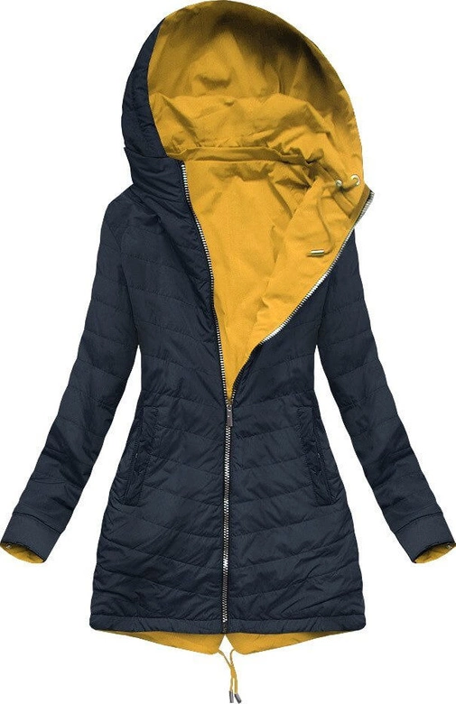 DWUSTRONNA PARKA Z KAPTUREM ŻÓŁTO-GRANATOWA (W306BIG)