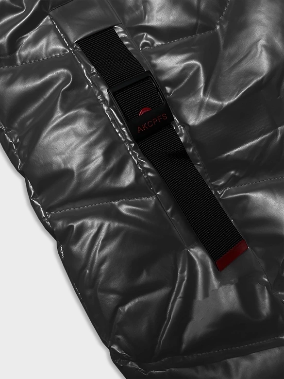 Metaliczna dopasowana zimowa kurtka damska Rosse Line grafitowa (7227)