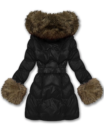 Pikowana przejściowa kurtka damska z futerkiem J Style czarna (5M3357-392)