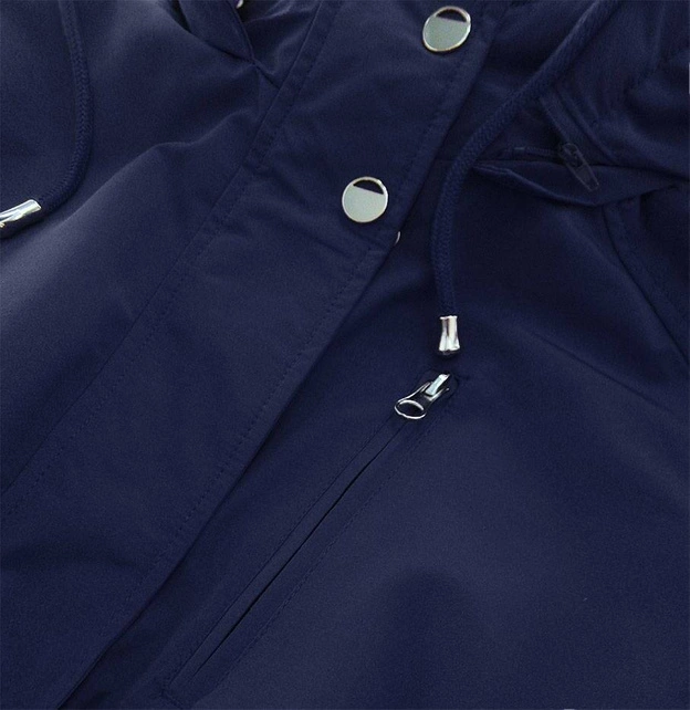 Dwustronna kurtka parka damska granatowa/kropki (w662)