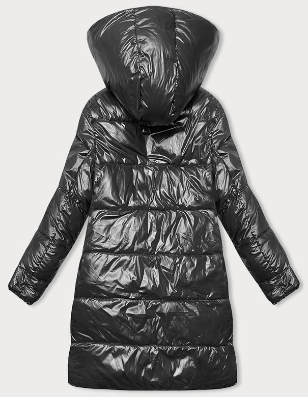 Gruba dwustronna kurtka zimowa damska czarny-beż (V768g)