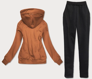 DAMSKI KOMPLET DRESOWY Z ROZPINANĄ BLUZĄ KARMELOWY (AMG578)