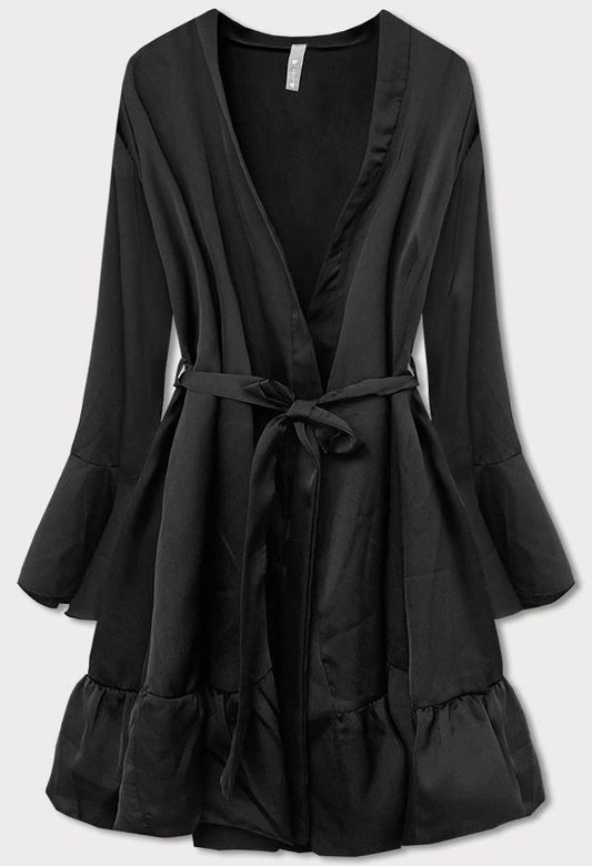 SATYNOWY SZLAFROK DAMSKI CZARNY (660ART)