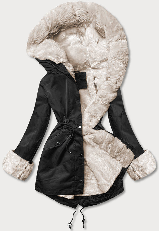 Parka z futrzaną podpinką czarna (5M3187-392)
