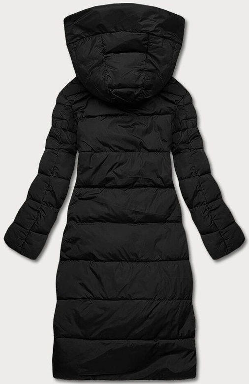 Długa zimowa kurtka damska czarna (2m-033)