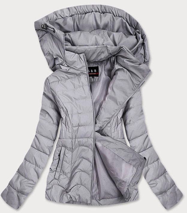 CIENKA PIKOWANA KURTKA DAMSKA SZARA (68-1939)