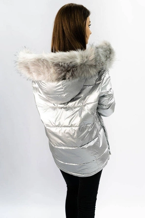 DWUSTRONNA METALICZNA KURTKA DAMSKA ZŁOTO-SREBRNA (GWW1908)