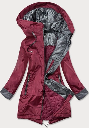 KURTKA DAMSKA Z OZDOBNYMI MANKIETAMI BORDOWA (BR9750-74)