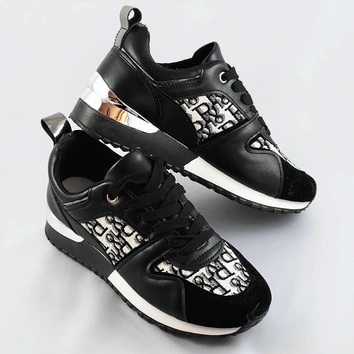 Damskie adidasy na podwyższonej podeszwie czarne (666-20)