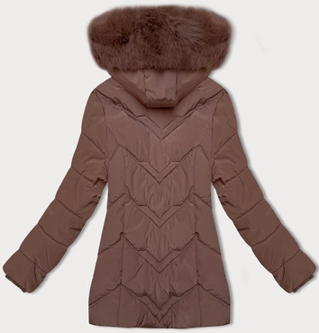 Kurtka zimowa damska plus size z kapturem S'west czekoladowa (B8300-14)