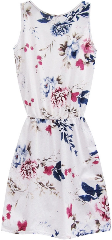 BAWEŁNIANA SUKIENKA W KWIATY BIAŁA (11055/1)