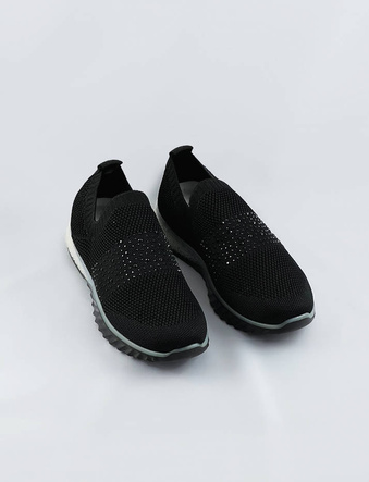 Miękkie sportowe buty wsuwane damskie czarne (bs1905-sp)