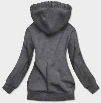 BLUZA DAMSKA Z OZDOBNYM KAPTUREM GRAFITOWA (AMG645-1)