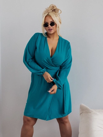 Elegancka sukienka kopertowa morska (8269)