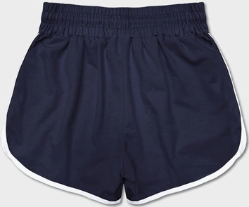 Damskie szorty z kontrastową lamówką granatowe (8K208-25)