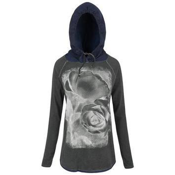 BLUZA Z BŁYSZCZĄCĄ RÓŻĄ GRAFITOWA (5092)