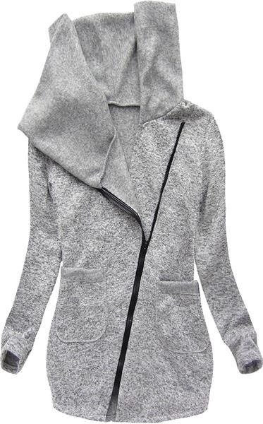 BLUZA Z KOŁNIERZEM GRAFITOWO-BIAŁA (BL1)
