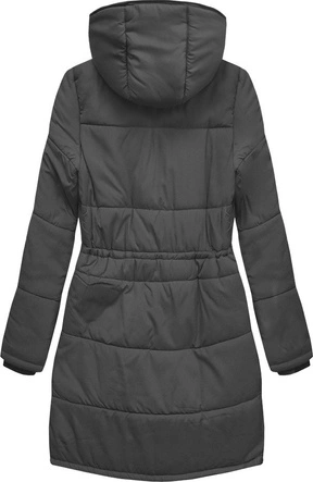 PIKOWANA DAMSKA KURTKA ZIMOWA Z KAPTUREM SZARA (B2627)