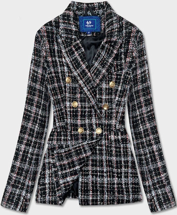 Dwurzędowa marynarka w kratę czarna (AG3-1980)