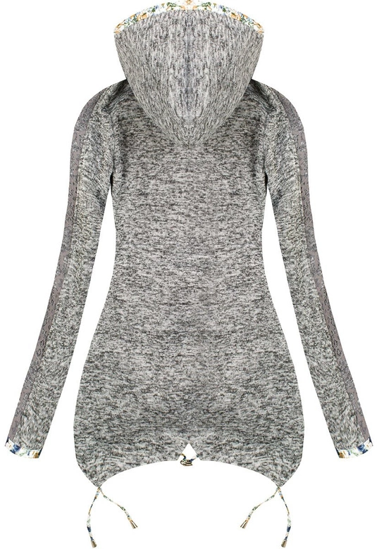 DŁUGA BLUZA Z KAPTUREM CIEMNOSZARA (LX2100)
