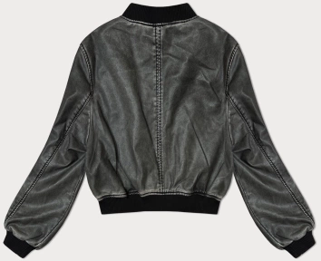 Kurtka bomber ze skóry ekologicznej szara (TT042)