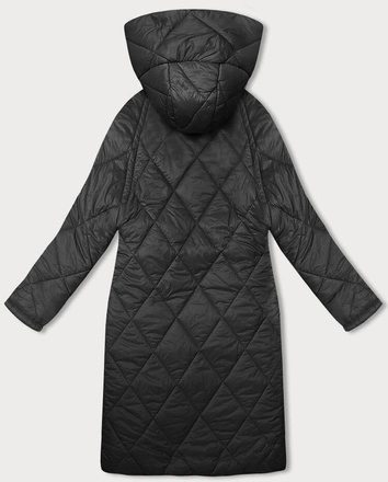 Długa kurtka damska z kapturem czarna (5M3171-392)