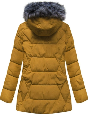 ZIMOWA PIKOWANA KURTKA DAMSKA Z KAPTUREM ŻÓŁTA (B9901)