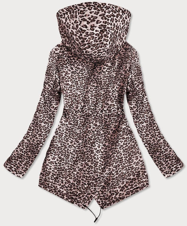 DWUSTRONNA DAMSKA KURTKA Z KAPTUREM ZIELONA-PANTERKA (SS66-1)