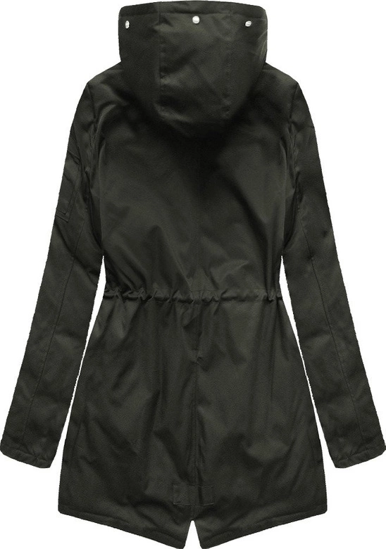 Dwustronna zimowa parka damska z kapturem army-szara (b2636)