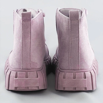 Sznurowane trzewiki z imitacji zamszu wrzosowe (xa057)