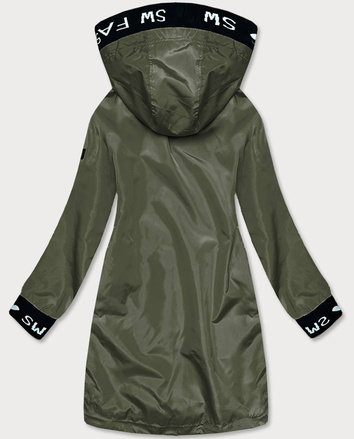 Cienka kurtka damska z ozdobną lamówką khaki (B8145-11)