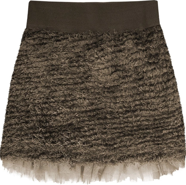 SPÓDNICA MINI Z FRĘDZLAMI JASNOBRĄZOWA (2228)