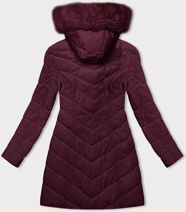 Pikowana kurtka zimowa damska z kapturem LHD bordowa (2M-057)