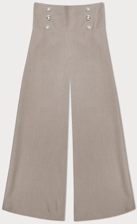 Eleganckie szerokie spodnie damskie ciemny beż (33575)