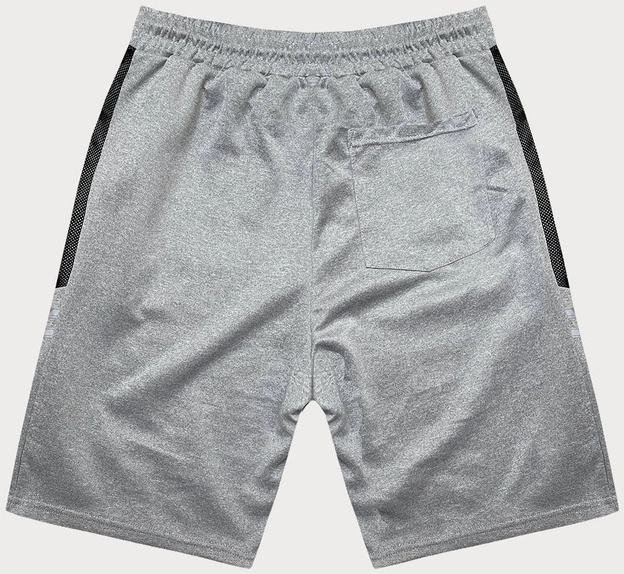 Krótkie spodenki męskie z odblaskowymi wstawkami jasnoszare (8K280-2)