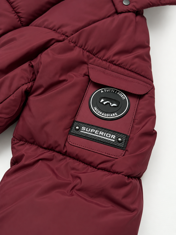 Damska kurtka puffer bordowa (B6061-27)