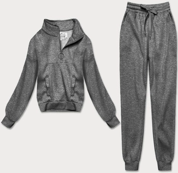 DRES DAMSKI BLUZA ZE STÓJKĄ + SPODNIE CIEMNY SZARY (8C70-5)
