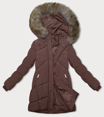 Zimowa kurtka z kapturem brązowa (LHD-23015)