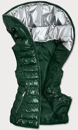 Pikowany błyszczący bezrękawnik damski zielony (b9563)