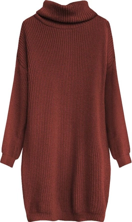 SWETERKOWA SUKIENKA OVERSIZE CEGLANA (473ART)