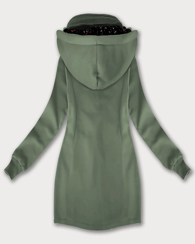 Bluza damska z kapturem i stójką LHD szarozielona (AMG-171)