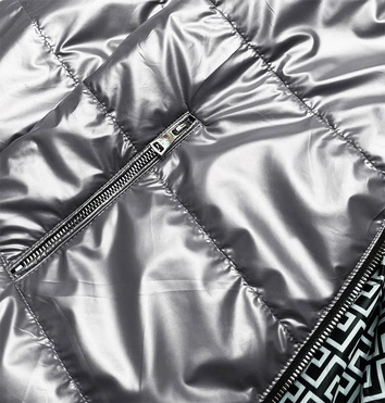 Dwustronna kurtka damska z kapturem szara (b9793-70)