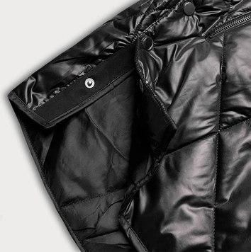 Kurtka damska z ozdobnym kapturem czarna (B8126-1)