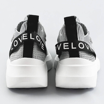 Wsuwane sneakersy damskie srebrne (ll66-3sp)
