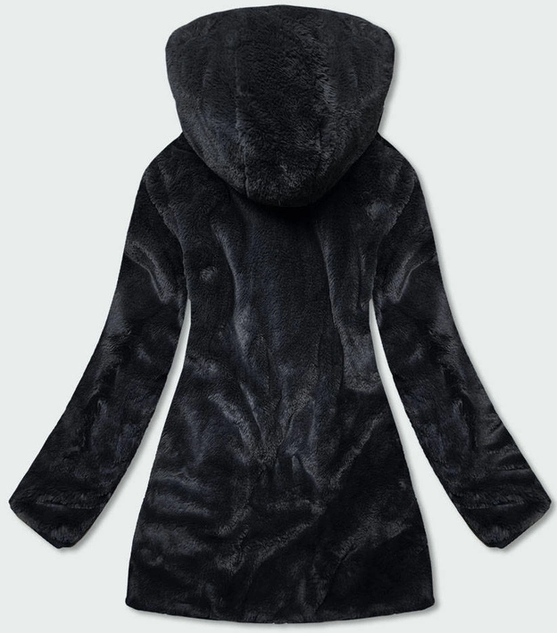 DWUSTRONNA DAMSKA PARKA Z KAPTUREM GRANATOWA (B2634)