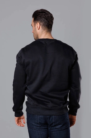 Męska bluza z okrągłym dekoltem czarna (68B2001-3)