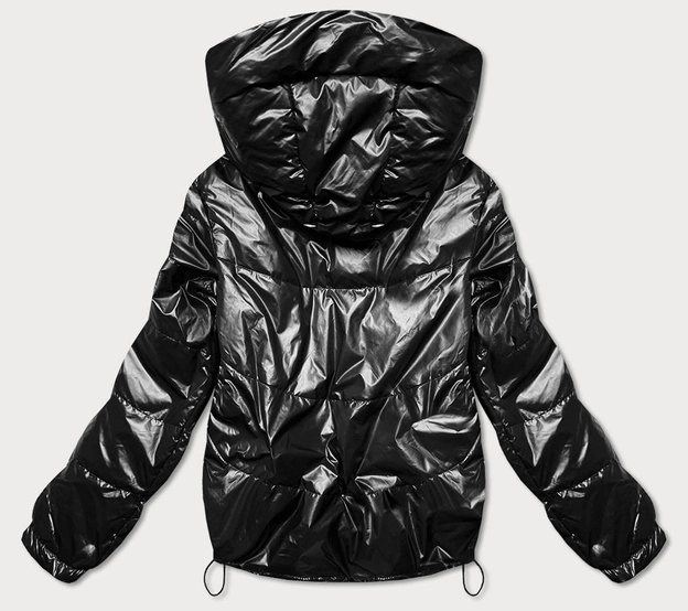 Krótka dwustronna kurtka damska czarny/beż (bh-2204big)